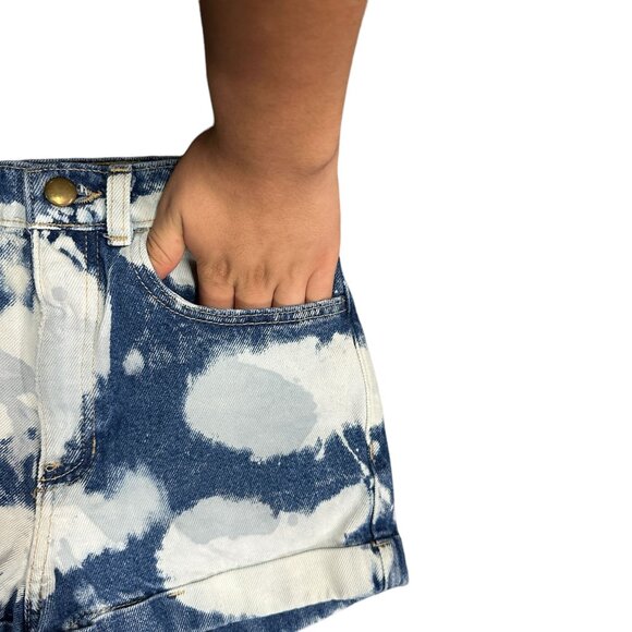 American Apparel Jeans Women 25 Denim High Rise Shorts Cuffed Bleached 5 Pocket - Picture 3 of 11